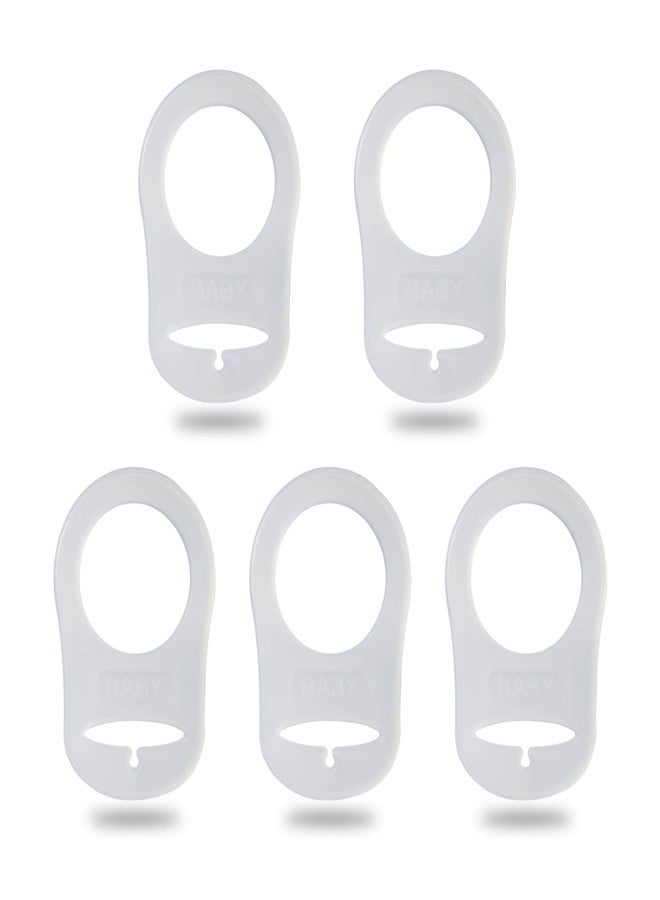 Demearly 5 Pack Clean Pacifier Clip Silicone Adapter Holder Rings for Pacifier (Food Grade, Clear) - Image 1